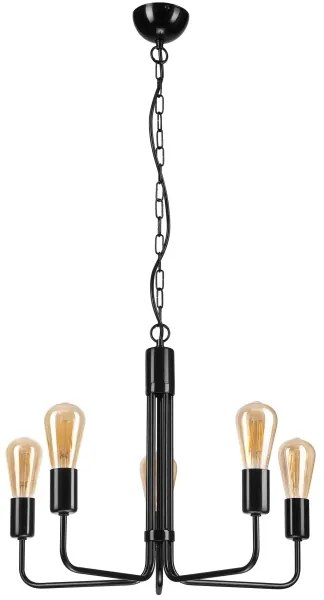 Csillár láncon TIFFANY 5xE27/60W/230V fekete