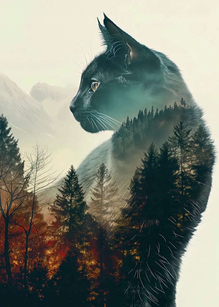 Poszter 25x35cm Macskaszellem erdő