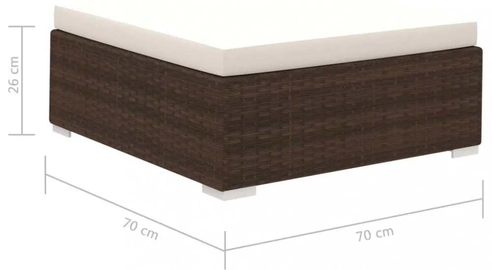 8-részes barna polyrattan kerti bútorszett párnákkal