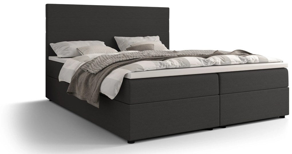 Franciaágy Boxspring 180 cm Locos (sötétszürke) (matraccal és tárolóhellyel). 1056135