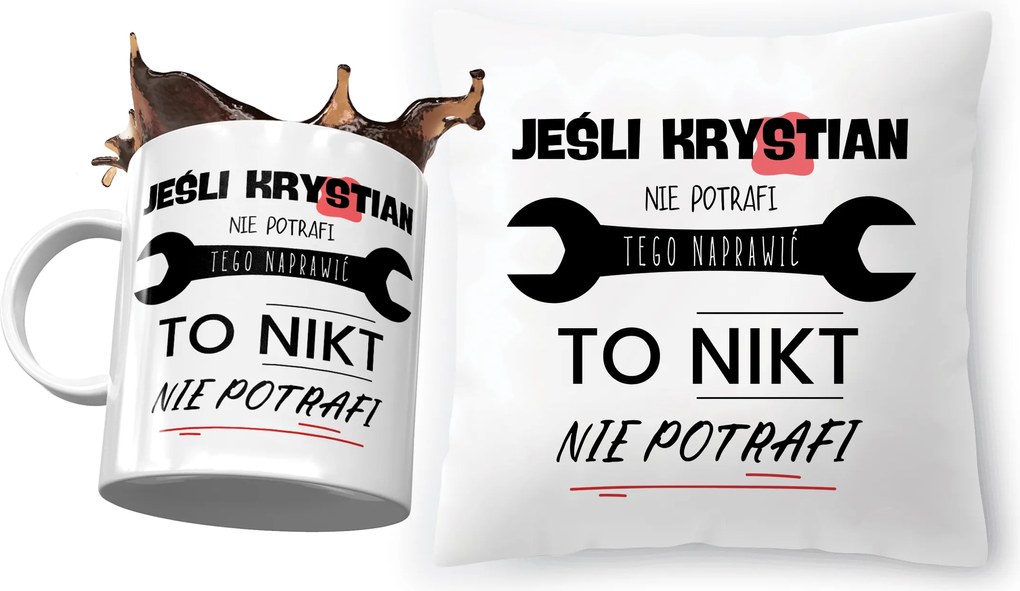 Krisztián párna ajándék bögre szett fényképes nyomtatással