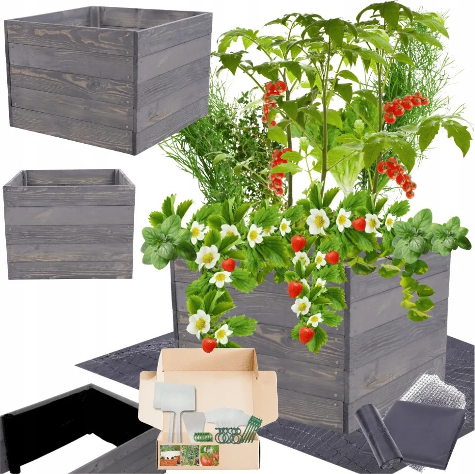 Fa virágtartó zöldséges ágyás magasított láda 45x80x60