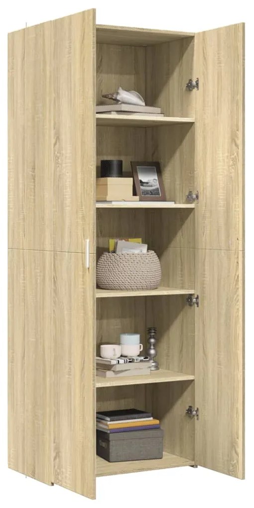 sonoma tölgy színű szerelt fa magasszekrény 70 x 42,5 x 185 cm