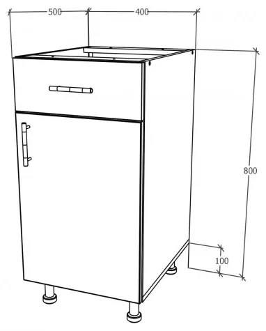 Benita 1 ajtós Alsó konyhaszekrény Bronz Tölgy-Fehér 40x50x80 cm N