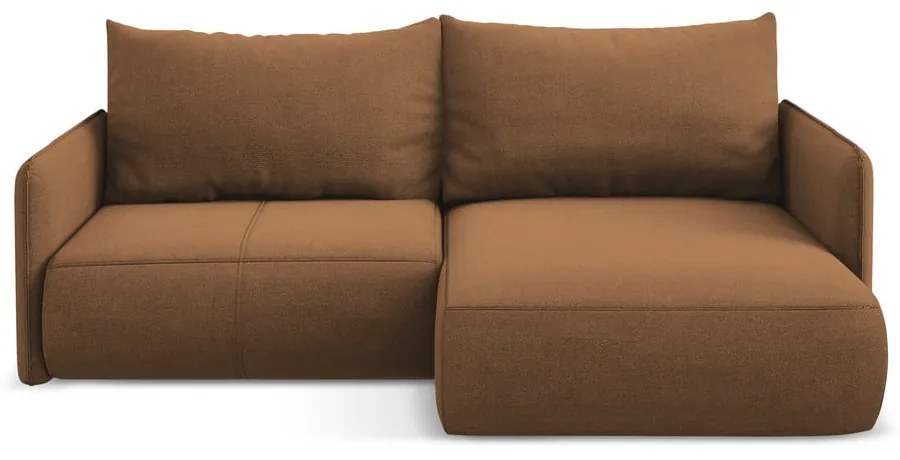 Narancssárga kinyitható-tárolóhelyes sarokkanapé (jobb oldali) Nanea – Makamii