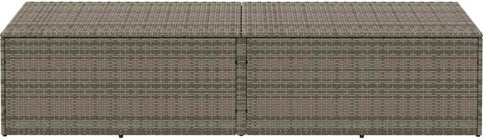 Szürke Polyrattan Kerti Tárolóláda 220X50X58 Cm