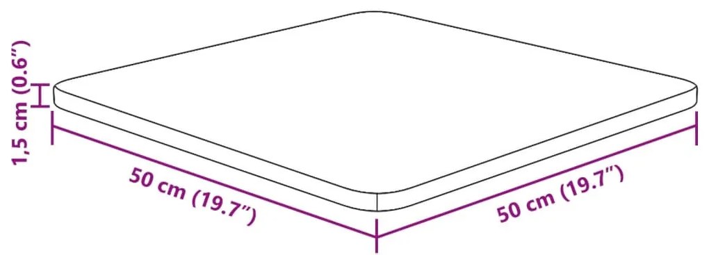 kezeletlen tömör tölgyfa négyzet asztallap 50x50x1,5 cm
