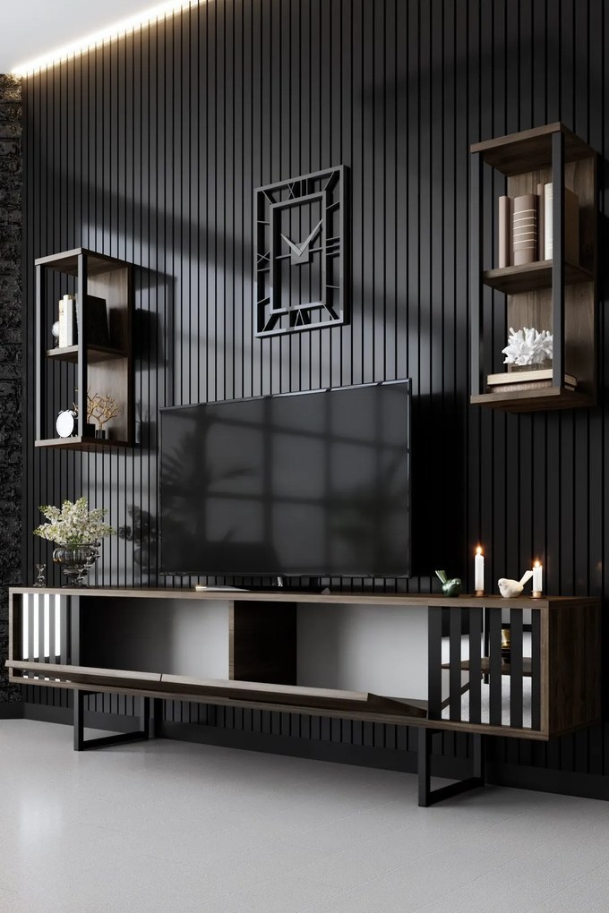 TV szekrény Chrome Line - Walnut, Black