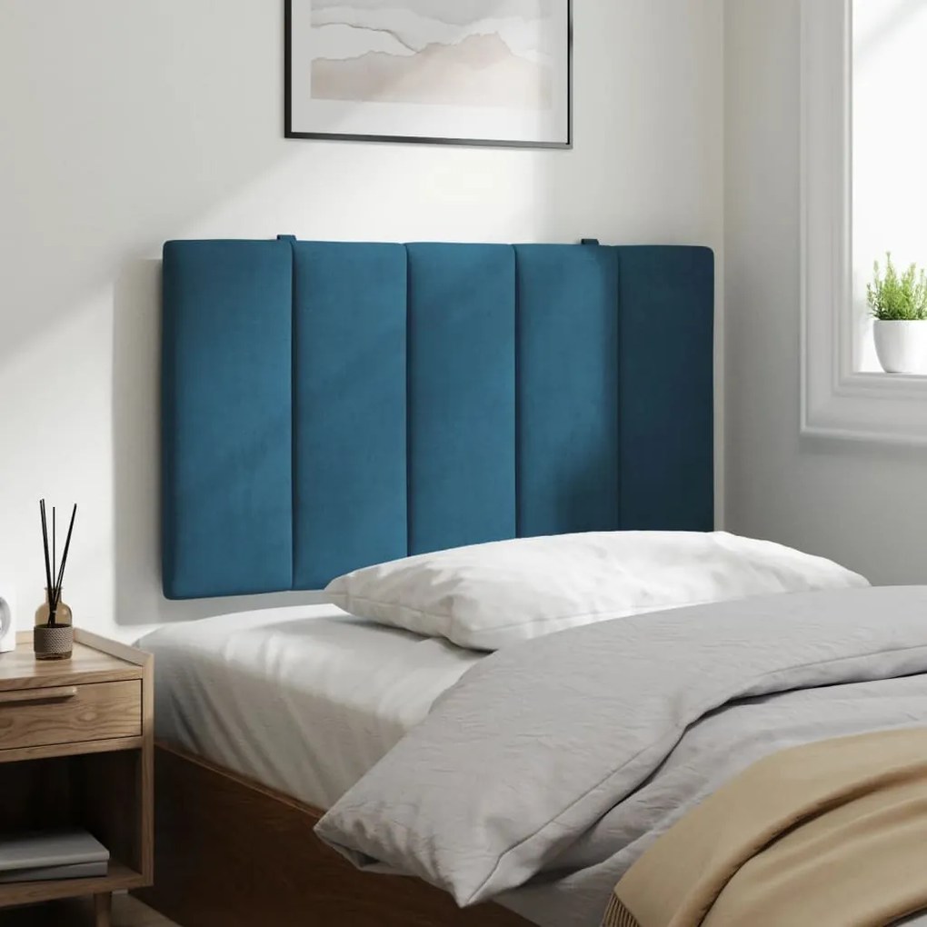 kék bársony fejtámla párna 80 cm