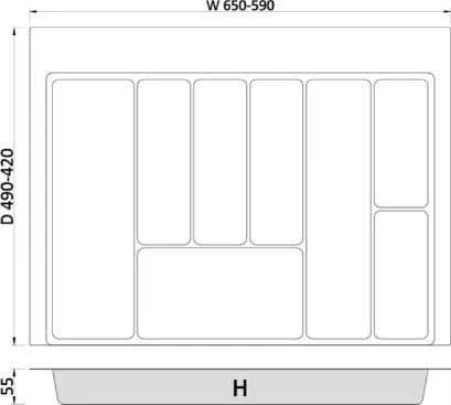 Fiókbetét Rejs Max 700MM Evőeszköztartóhoz 450/500 Antracit