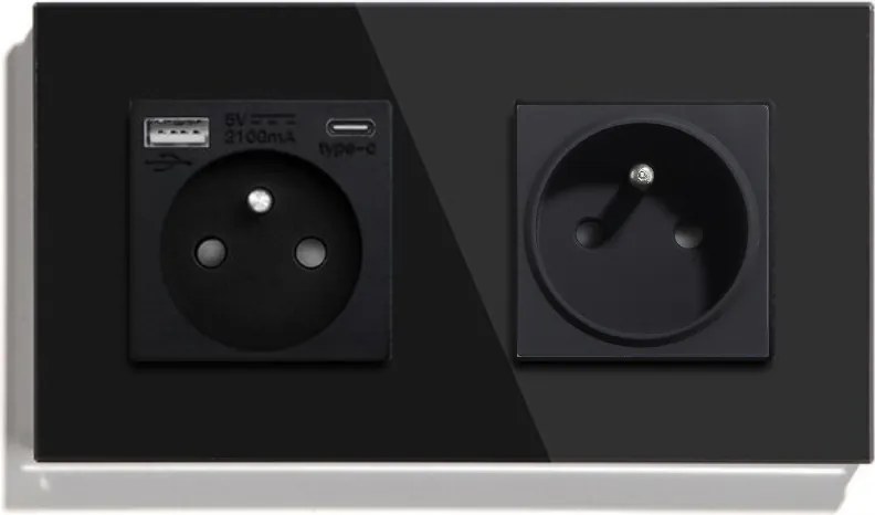 Üveg Aljzat Dupla Usb-c Érintkező 16A Üveg