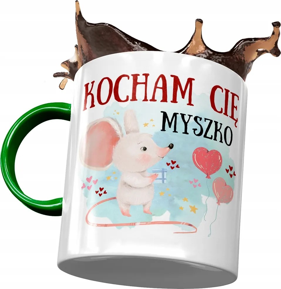 Zöld bögre egérrel Aranyos Ajándék Nyomtatott Fotóval