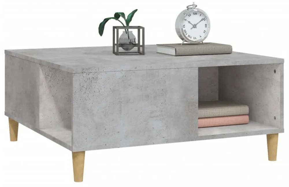 betonszürke szerelt fa dohányzóasztal 80x80x36,5 cm