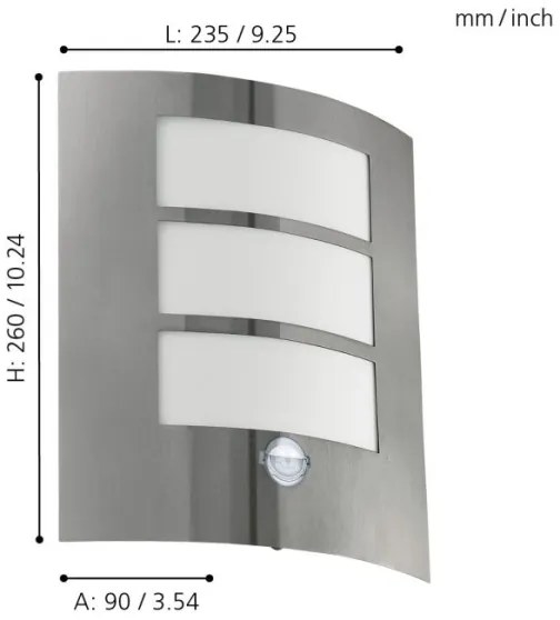 EGLO 88142 - Szenzoros kültéri fali lámpa CITY 1xE27/15W/230V IP44