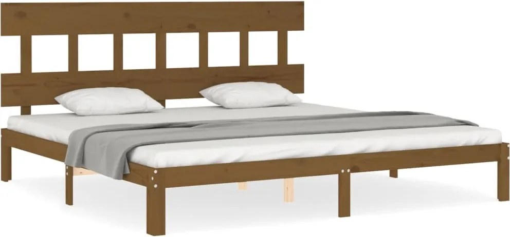 vidaXL mézbarna tömör fa ágykeret fejtámlával 200 x 200 cm