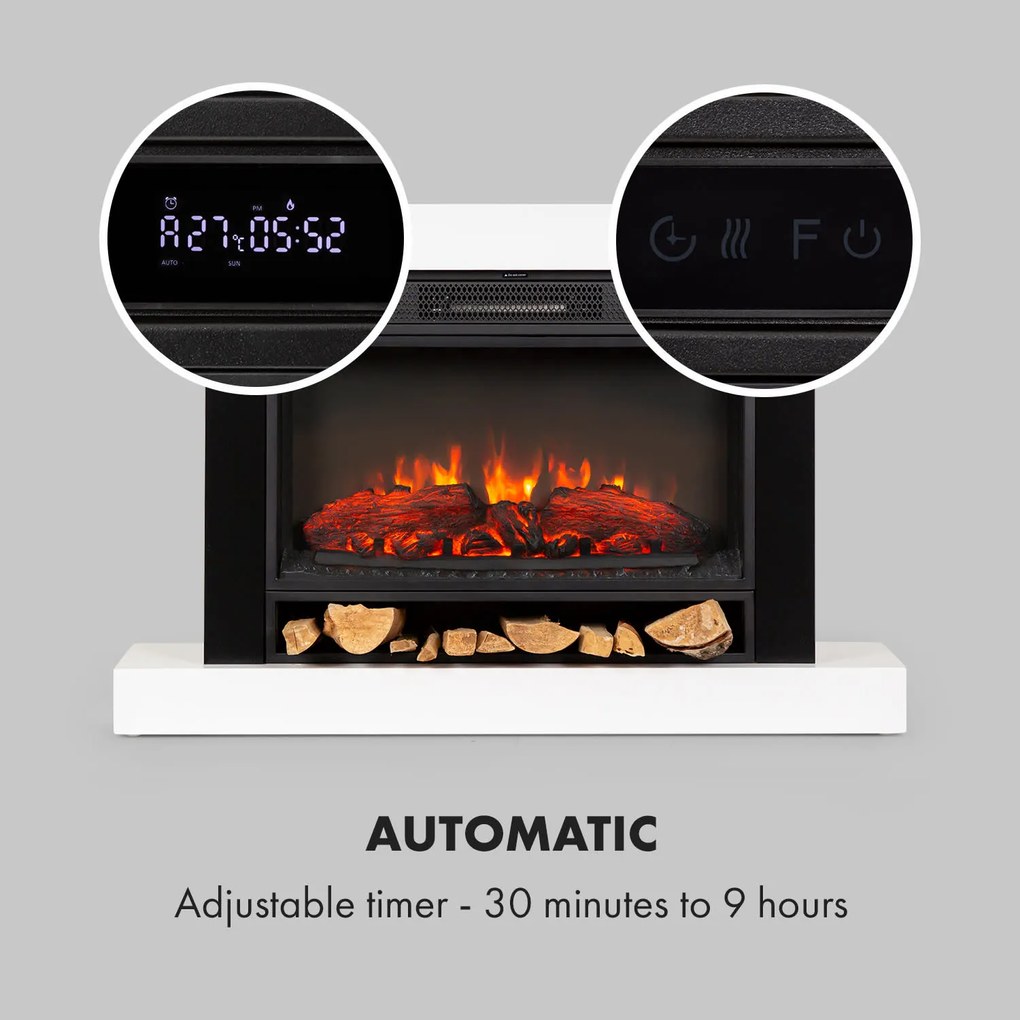 Klarstein Vulsini Hideaway, elektromos kandalló, 1900 W, LED technológia, távirányító, fehér