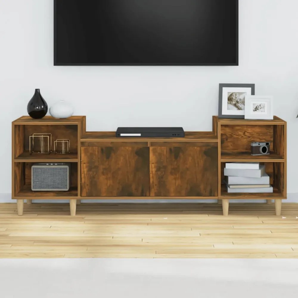 füstös tölgy színű szerelt fa TV-szekrény 160x35x55 cm