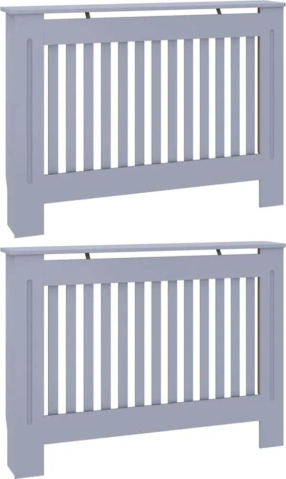 vidaXL Radiátor fedezék 2 pcs Szürke 112 x 19 x 81,5cm Faanyag