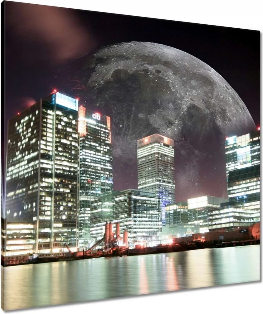 Vászonkép 80x80 Város éjszaka Hold