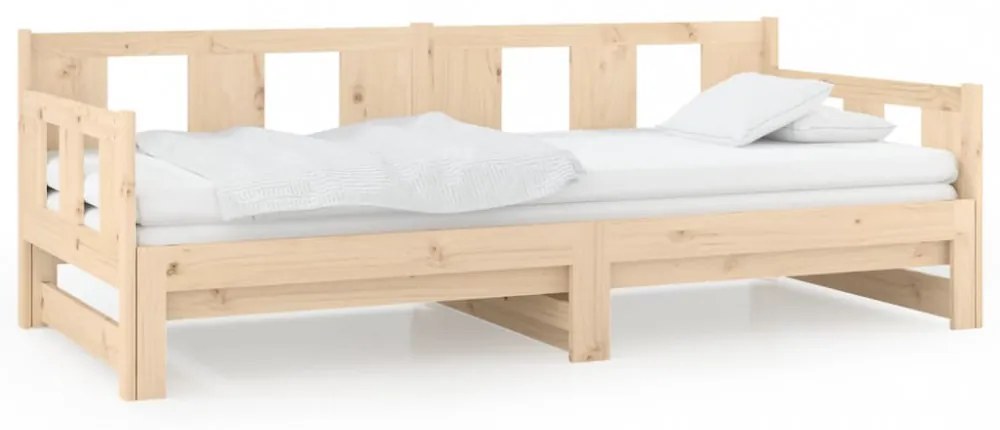 tömör fenyőfa kihúzható kanapéágy 2 x (80 x 200) cm