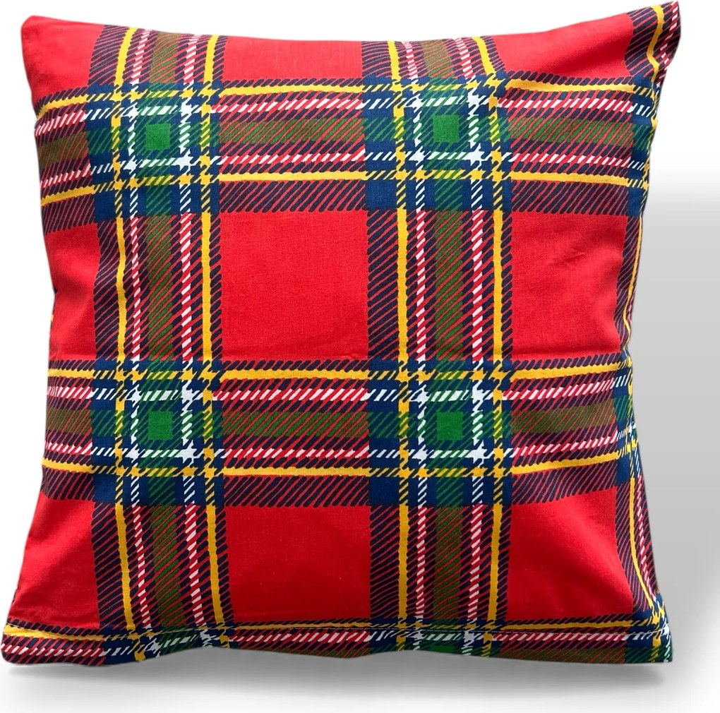 Jancsi párnahuzat 40x40 kockás piros karácsonyi