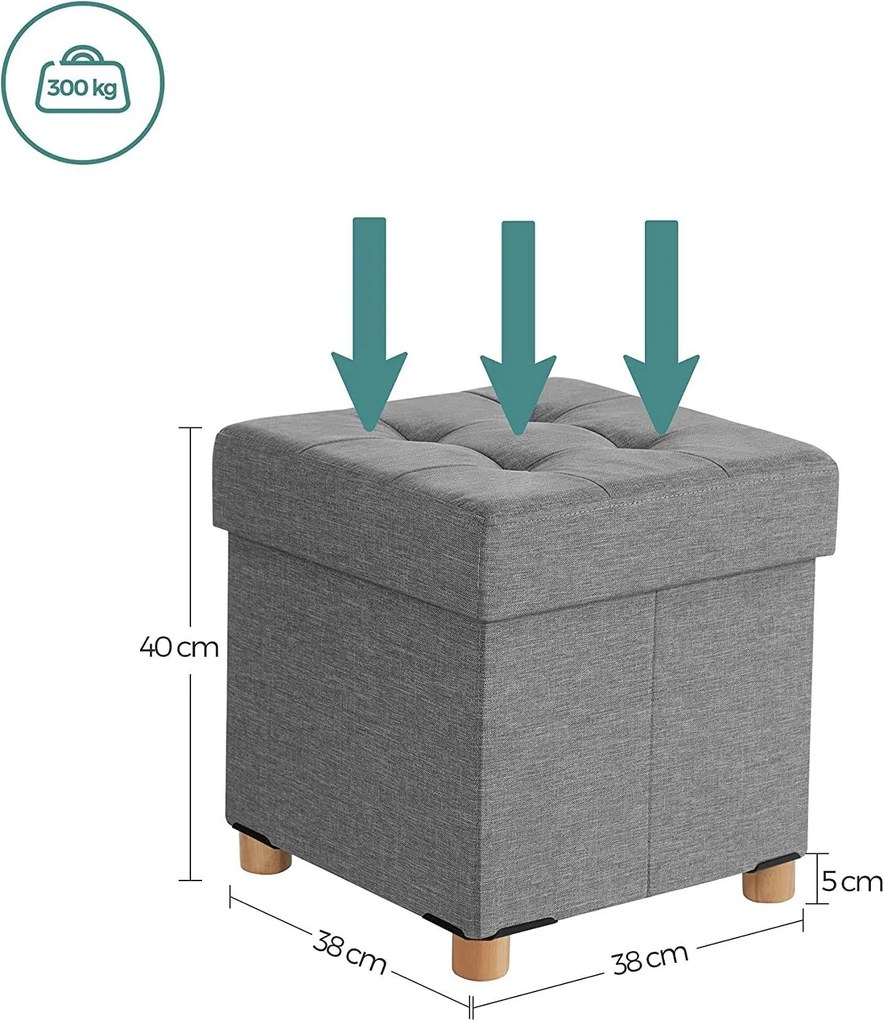 Ülésláda, puff, 300 kg-ig terhelhető, világosszürke