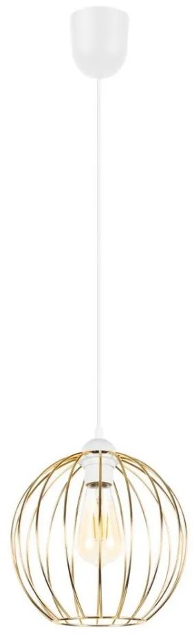 Csillár zsinóron MATT 1xE27/60W/230V fehér/arany