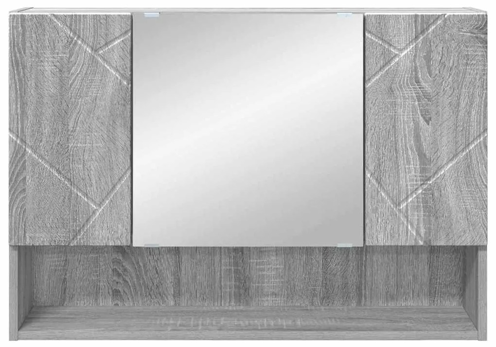Fürdőszobai tükörszekrény Szürke sonoma 80 x 17 x 55 cm Faanyag