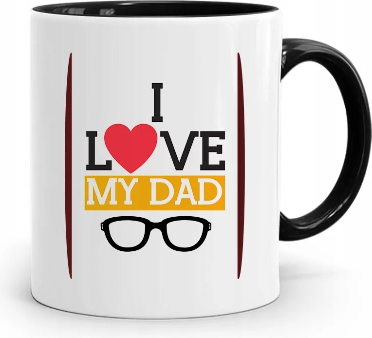 Fekete Bögre Apák Napi Ajándék I Love My Dad fényképes nyomtatással