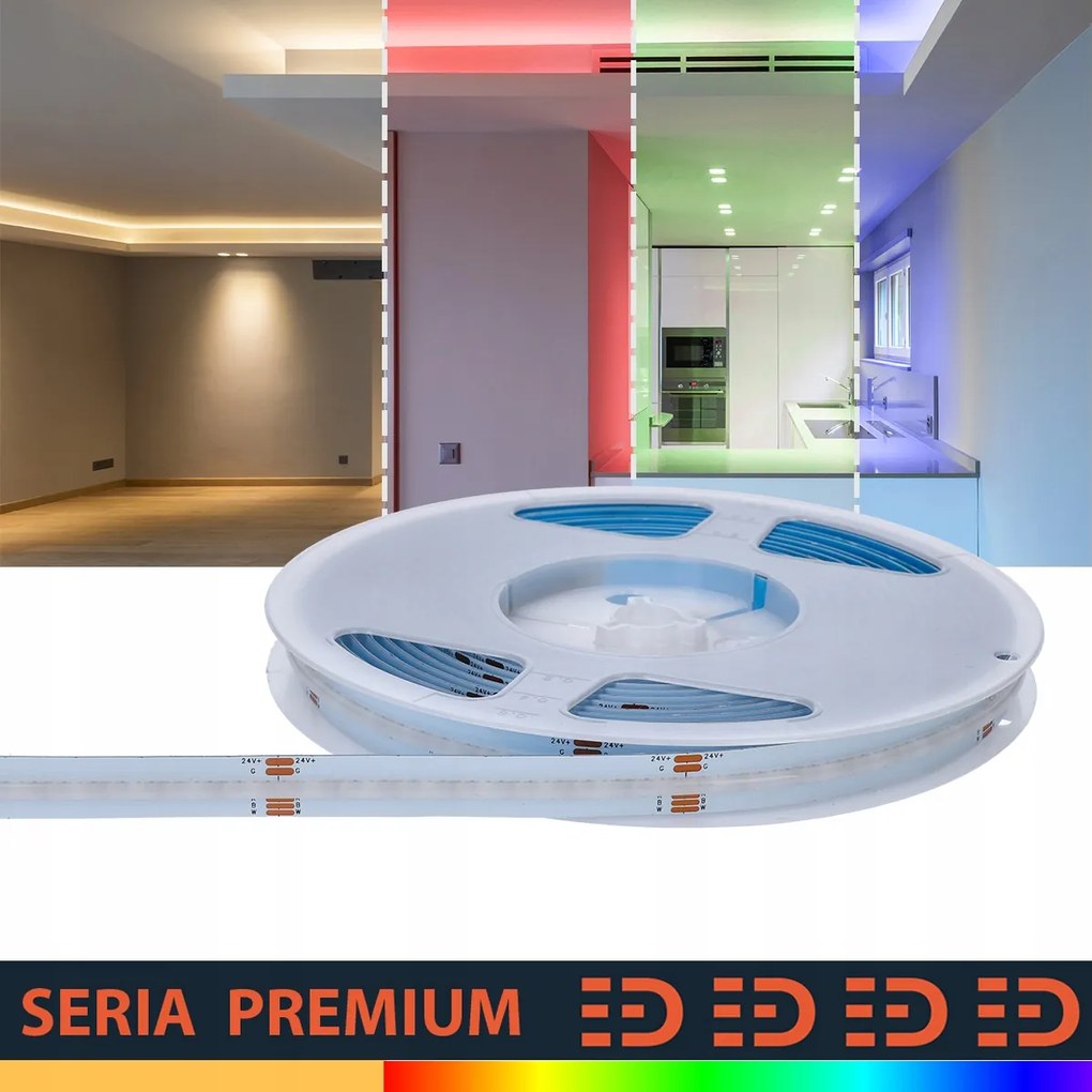 Led szalag|Teljes Rgb meleg fehér|24V|784 LED/m|COB|5m|3 év garancia