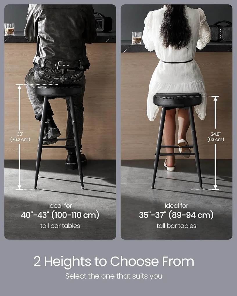 Ekho bárszékek 2db-os készlet, konyhai székek, fekete