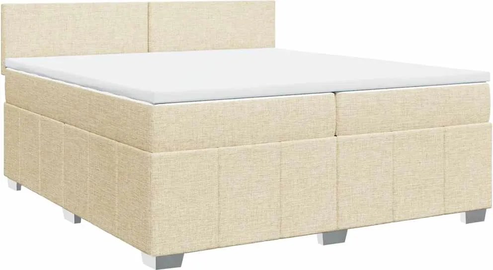 vidaXL krémszínű szövet rugós ágy matraccal 200 x 200 cm
