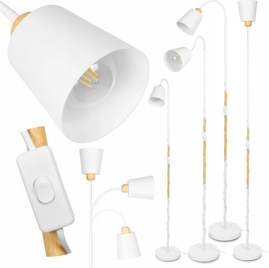 LED-es állólámpa E27 modern fehér Állítható nappali Loft