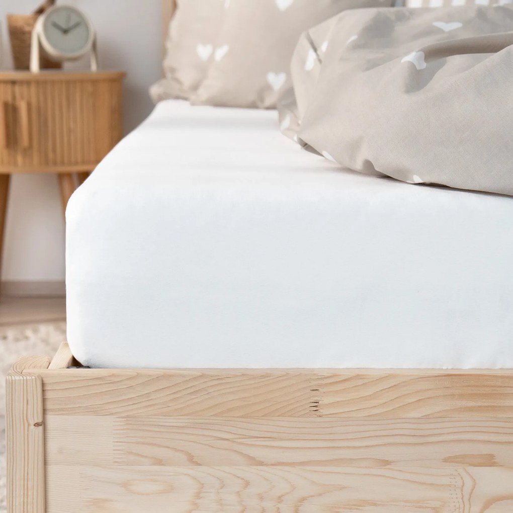 Goldea jersey gumis lepedő - fehér 140 x 200 cm