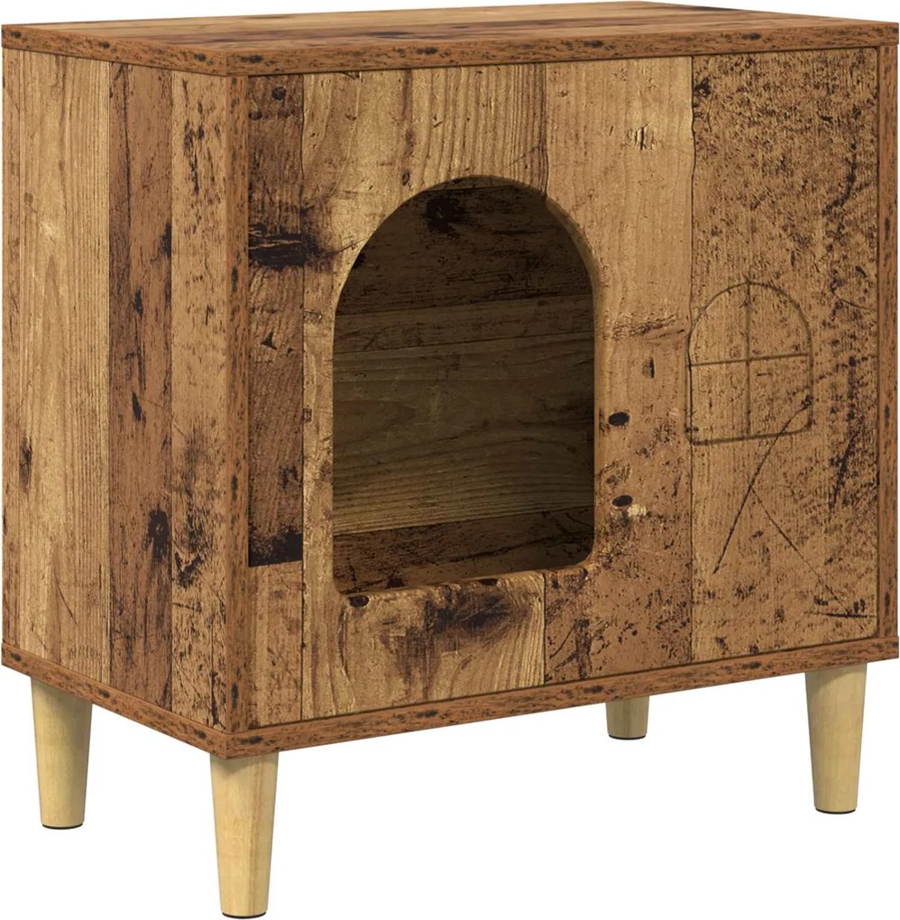 vidaXL Macska Ház Öreg fa 51 x 30 x 52 cm Faanyag