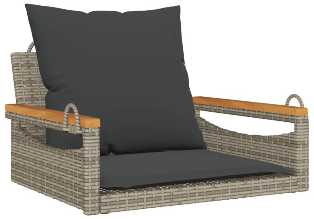 szürke polyrattan hintapad párnákkal 63 x 62 x 40 cm