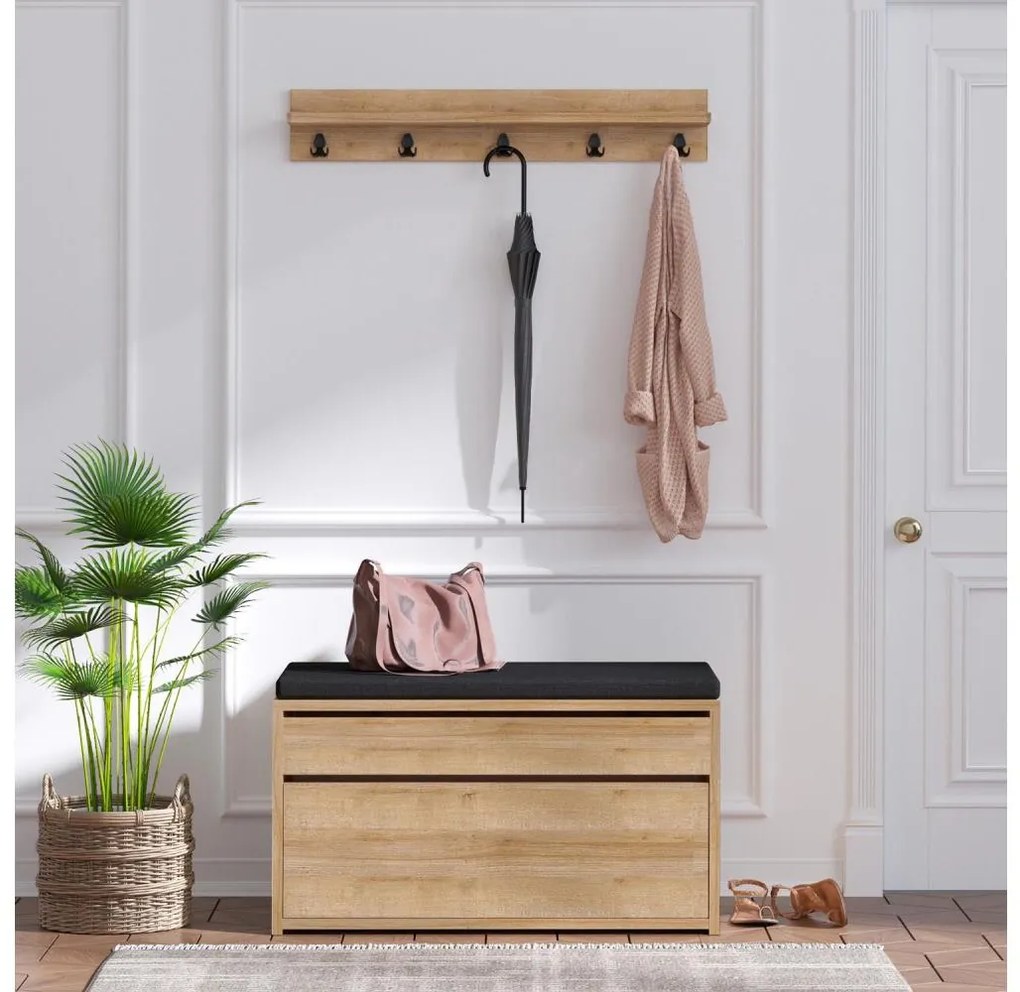 Fali fogas BOBY 15x80 cm + cipőtartó 42x80 cm barna/fekete