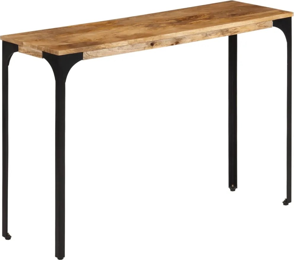 vidaXL barna tömör mangófa és vas konzolasztal 110 x 35 x 76 cm