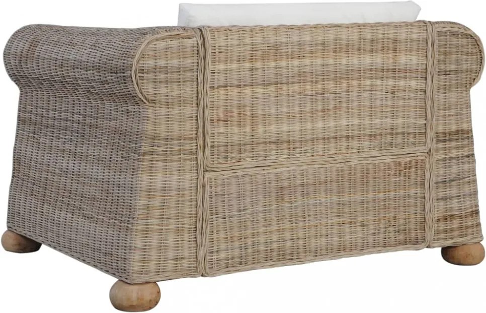 2 részes természetes rattan kanapészett párnákkal