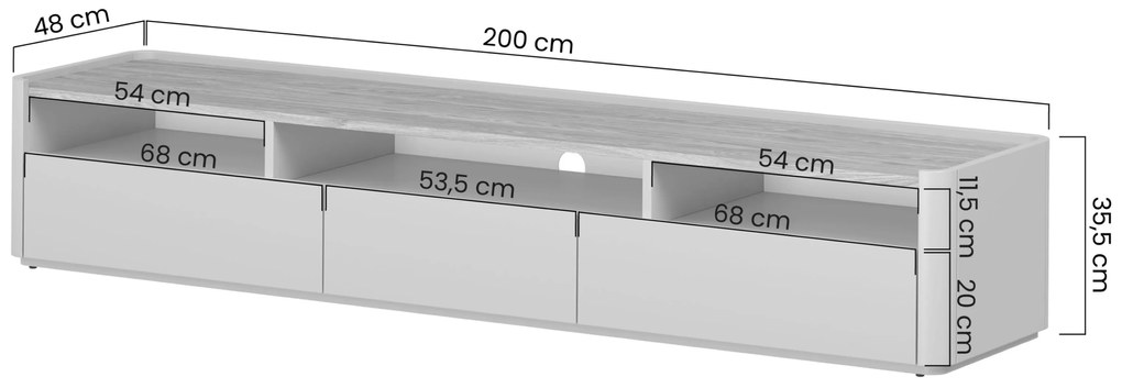 Elivo TV-szekrény 200 cm két fiókkal - kasmír / olajozott tölgy