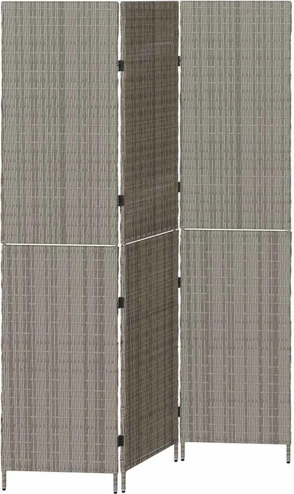 vidaXL Szobaelválasztó Szürke 146 x 180 cm polirattan