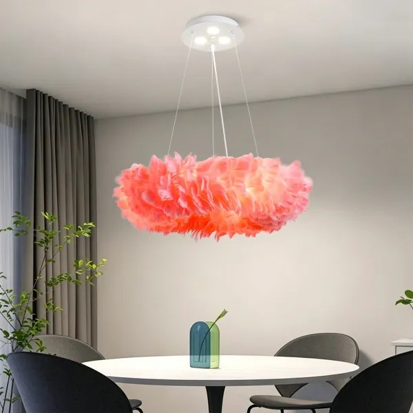 BRILAGI - LED csillár zsinóron FEATHER 3xE27/40W/230V + 3xLED/3W, átmérő 50 cm, rózsaszín