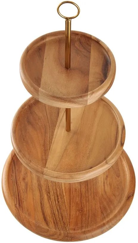 WALNUT diófa emeletes kínáló, 47,5 cm magas