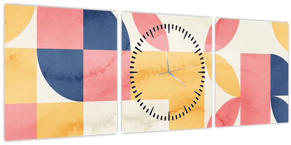 Kép - Absztrakció retro mintákkal (órával) (90x30 cm)