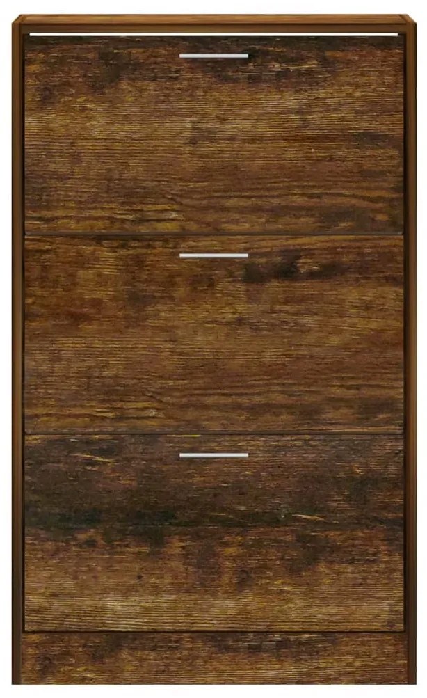 füstös tölgy színű szerelt fa cipősszekrény 63x24x103 cm