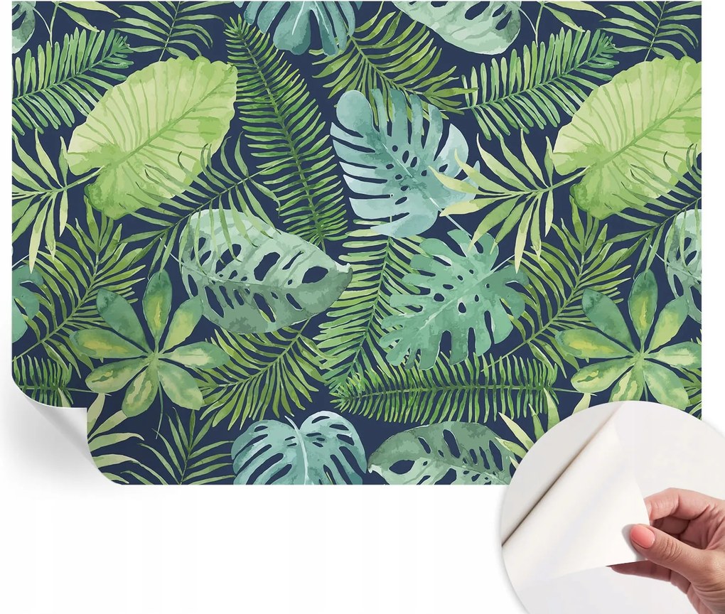 Divatos öntapadós fali tapéta Trópusi levelek 208x146 cm