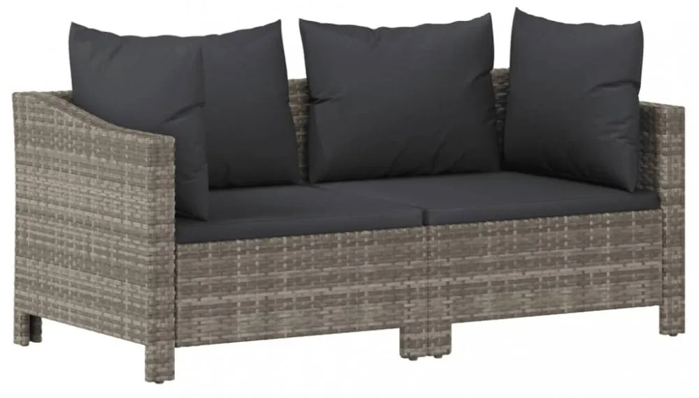 2 darabos szürke polyrattan kerti bútor szett párnákkal