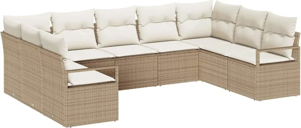 vidaXL Kerti Kanapé Szett párnával 9 pcs Beige és Fehér polirattan