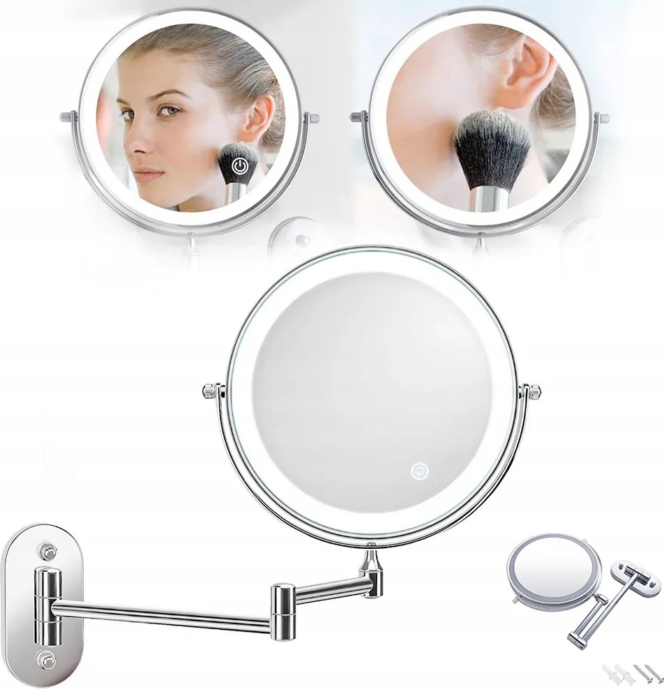 Kozmetikai tükör Led világítással 1X/10X nagyítás,TÜKÖR