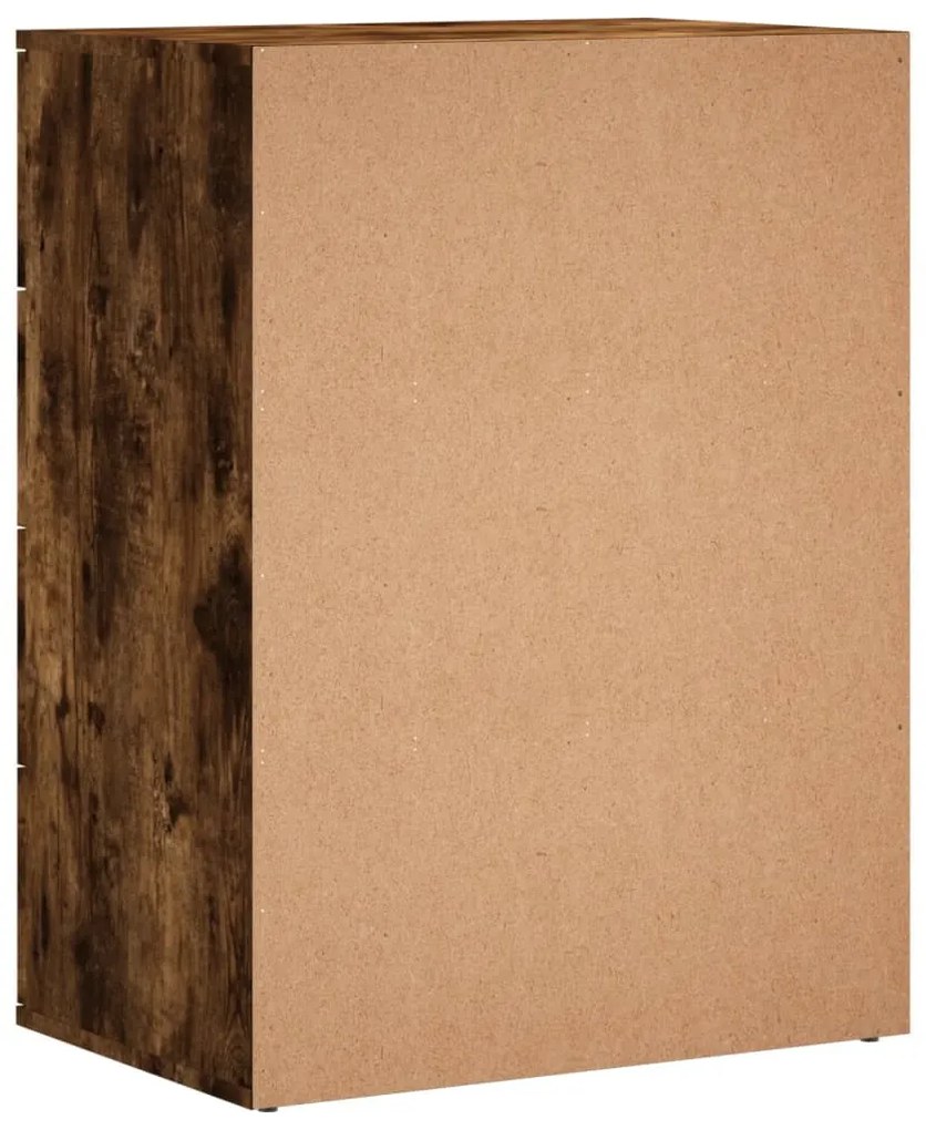 2 db füstös tölgy színű szerelt fa tálalószekrény 60x39x80 cm
